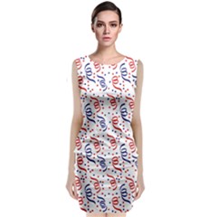 Red White And Blue Usa/uk/france Colored Party Streamers Classic Sleeveless Midi Dress by PodArtist