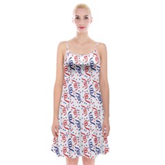 Red White And Blue Usa/uk/france Colored Party Streamers Spaghetti Strap Velvet Dress by PodArtist