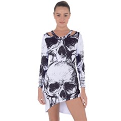 Skull Vintage Old Horror Macabre Asymmetric Cut-out Shift Dress by Sapixe