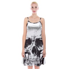 Skull Vintage Old Horror Macabre Spaghetti Strap Velvet Dress by Sapixe