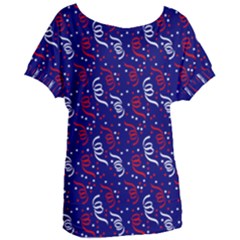 Red White And Blue Usa/uk/france Colored Party Streamers On Blue Women s Oversized Tee by PodArtist