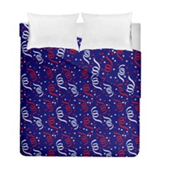 Red White And Blue Usa/uk/france Colored Party Streamers On Blue Duvet Cover Double Side (full/ Double Size) by PodArtist