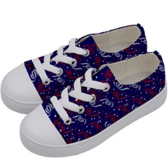 Red White And Blue Usa/uk/france Colored Party Streamers On Blue Kids  Low Top Canvas Sneakers by PodArtist