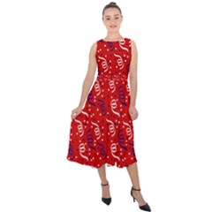 Red White And Blue Usa/uk/france Colored Party Streamers Midi Tie-back Chiffon Dress by PodArtist