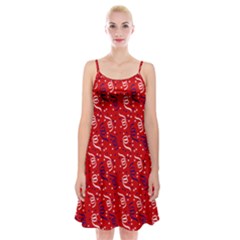 Red White And Blue Usa/uk/france Colored Party Streamers Spaghetti Strap Velvet Dress by PodArtist