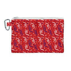 Red White And Blue Usa/uk/france Colored Party Streamers Canvas Cosmetic Bag (large) by PodArtist