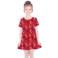 Red White And Blue Usa/uk/france Colored Party Streamers Kids  Simple Cotton Dress by PodArtist