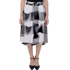 Geometry Square Black And White Folding Skater Skirt by Sapixe