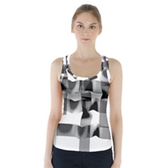 Geometry Square Black And White Racer Back Sports Top by Sapixe