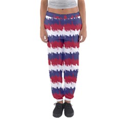 244776512ny Usa Skyline In Red White & Blue Stripes Nyc New York Manhattan Skyline Silhouette Women s Jogger Sweatpants by PodArtist