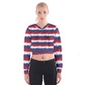 244776512NY USA Skyline in Red White & Blue Stripes NYC New York Manhattan Skyline Silhouette Cropped Sweatshirt View1