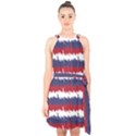 244776512NY USA Skyline in Red White & Blue Stripes NYC New York Manhattan Skyline Silhouette Halter Collar Waist Tie Chiffon Dress View1