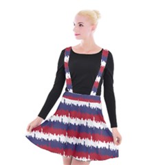 244776512ny Usa Skyline In Red White & Blue Stripes Nyc New York Manhattan Skyline Silhouette Suspender Skater Skirt by PodArtist