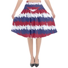 244776512ny Usa Skyline In Red White & Blue Stripes Nyc New York Manhattan Skyline Silhouette Flared Midi Skirt by PodArtist