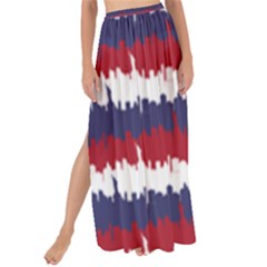 244776512ny Usa Skyline In Red White & Blue Stripes Nyc New York Manhattan Skyline Silhouette Maxi Chiffon Tie-up Sarong by PodArtist