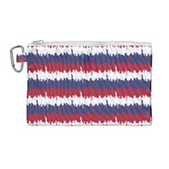 244776512ny Usa Skyline In Red White & Blue Stripes Nyc New York Manhattan Skyline Silhouette Canvas Cosmetic Bag (large) by PodArtist