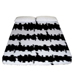 Black & White Stripes Nyc New York Manhattan Skyline Silhouette Fitted Sheet (king Size) by PodArtist