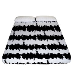 Black & White Stripes Nyc New York Manhattan Skyline Silhouette Fitted Sheet (california King Size) by PodArtist