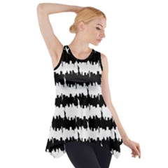 Black & White Stripes Nyc New York Manhattan Skyline Silhouette Side Drop Tank Tunic by PodArtist