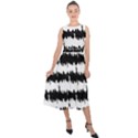 Black & White Stripes NYC New York Manhattan Skyline Silhouette Midi Tie-Back Chiffon Dress View1