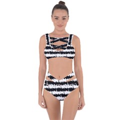 Black & White Stripes Nyc New York Manhattan Skyline Silhouette Bandaged Up Bikini Set  by PodArtist