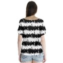 Black & White Stripes NYC New York Manhattan Skyline Silhouette V-Neck Flutter Sleeve Top View2