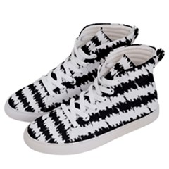 Black & White Stripes Nyc New York Manhattan Skyline Silhouette Men s Hi-top Skate Sneakers by PodArtist