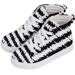 Black & White Stripes Nyc New York Manhattan Skyline Silhouette Kid s Hi-top Skate Sneakers by PodArtist