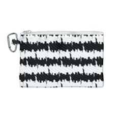 Black & White Stripes Nyc New York Manhattan Skyline Silhouette Canvas Cosmetic Bag (medium) by PodArtist