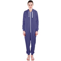 Subtle Textures Usa Flag Blue Mattress Ticking Pattern Hooded Jumpsuit (ladies)  by PodArtist