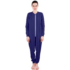 Subtle Textures Usa Flag Blue Mattress Ticking Pattern Onepiece Jumpsuit (ladies)  by PodArtist