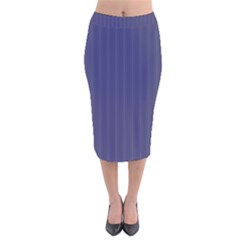 Subtle Textures Usa Flag Blue Mattress Ticking Pattern Velvet Midi Pencil Skirt by PodArtist