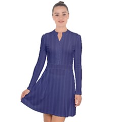 Subtle Textures Usa Flag Blue Mattress Ticking Pattern Long Sleeve Panel Dress