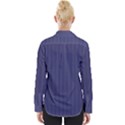 Subtle Textures USA Flag Blue Mattress Ticking Pattern Womens Long Sleeve Shirt View2