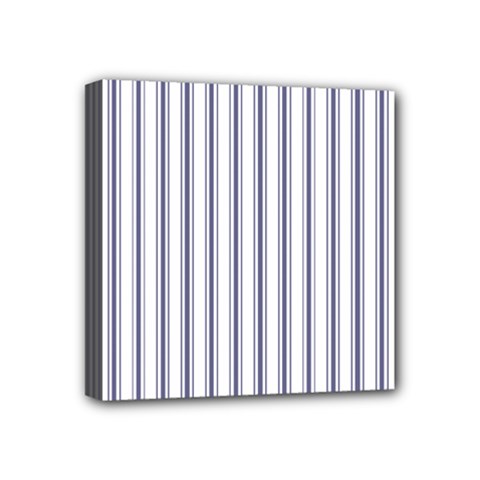 Mattress Ticking Wide Striped Pattern In Usa Flag Blue And White Mini Canvas 4  X 4  by PodArtist