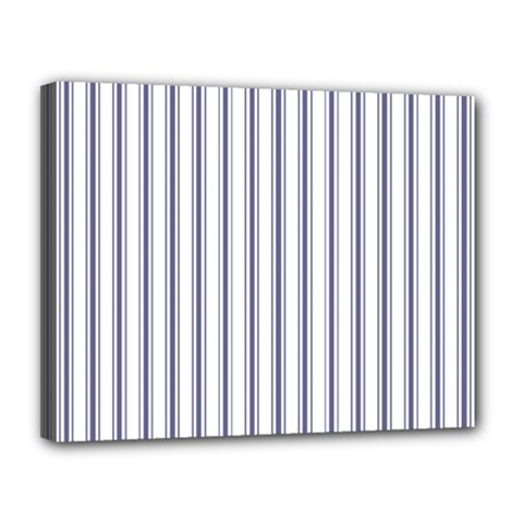 Mattress Ticking Wide Striped Pattern In Usa Flag Blue And White Canvas 14  X 11  by PodArtist