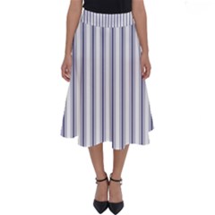 Mattress Ticking Wide Striped Pattern In Usa Flag Blue And White Perfect Length Midi Skirt by PodArtist