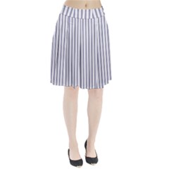 Mattress Ticking Wide Striped Pattern In Usa Flag Blue And White Pleated Skirt by PodArtist