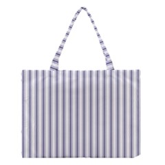 Mattress Ticking Wide Striped Pattern In Usa Flag Blue And White Medium Tote Bag by PodArtist