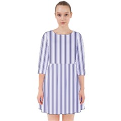 Mattress Ticking Wide Striped Pattern In Usa Flag Blue And White Smock Dress by PodArtist