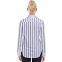 Mattress Ticking Wide Striped Pattern in USA Flag Blue and White Womens Long Sleeve Shirt View2