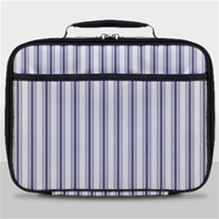 Mattress Ticking Wide Striped Pattern In Usa Flag Blue And White Full Print Lunch Bag by PodArtist