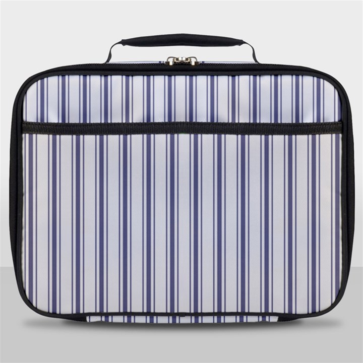 Mattress Ticking Wide Striped Pattern in USA Flag Blue and White Full Print Lunch Bag