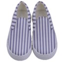 Mattress Ticking Wide Striped Pattern in USA Flag Blue and White Kids  Canvas Slip Ons View1