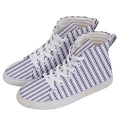 Mattress Ticking Wide Striped Pattern In Usa Flag Blue And White Men s Hi-top Skate Sneakers by PodArtist