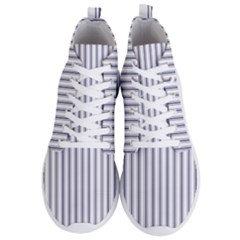 Mattress Ticking Wide Striped Pattern In Usa Flag Blue And White Men s Lightweight High Top Sneakers by PodArtist