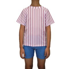 Mattress Ticking Wide Striped Pattern In Usa Flag Red And White Kids  Short Sleeve Swimwear by PodArtist