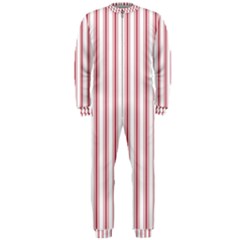 Mattress Ticking Wide Striped Pattern In Usa Flag Red And White Onepiece Jumpsuit (men)  by PodArtist