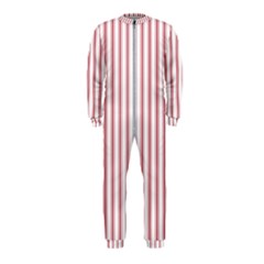 Mattress Ticking Wide Striped Pattern In Usa Flag Red And White Onepiece Jumpsuit (kids) by PodArtist