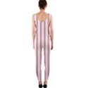 Mattress Ticking Wide Striped Pattern in USA Flag Red and White One Piece Catsuit View2